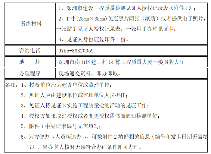 市站见证卡办理须知-深圳市建筑工程检测鉴定中心-官网